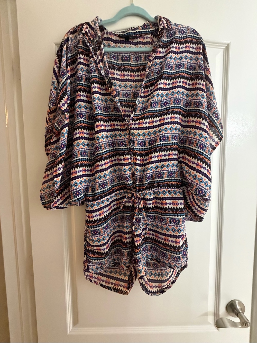Olivaceous Multicolor Aztec Print Drawstring Tunic